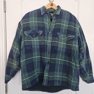 Green and Blue Plaid Shirt Jacket